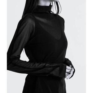 NEW SHAN mia papa mesh top in black